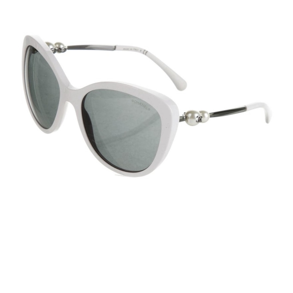 CHANEL Cat-Eye Sunglasses Acetate Butterfly Winter Pearl Sunglasses 5339-H White - Picture 5 of 11